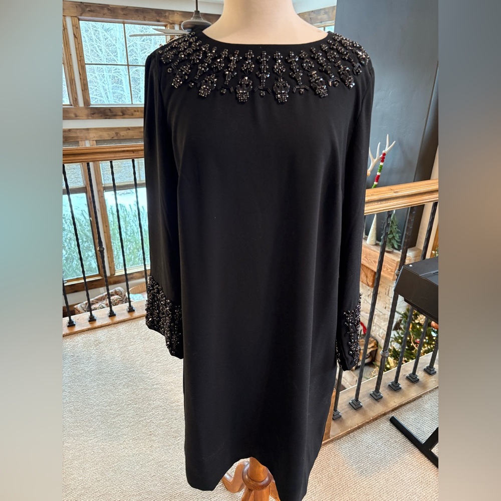 J Crew Jeweled Shift Dress W’s Sz 10 Black NWT